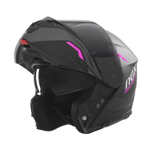 NOX N968 kask szczękowy czarny/różowy mat S