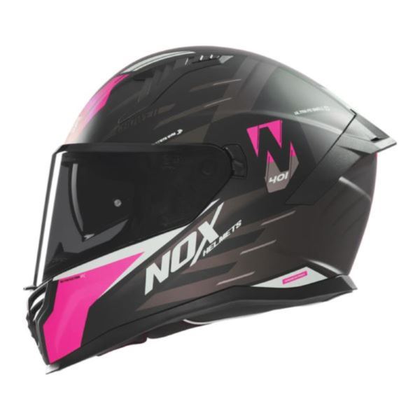 NOX N401 kask CROWER czarny/różowy fluo XS