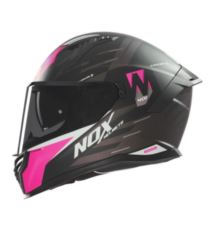 NOX N401 kask CROWER czarny/różowy fluo M