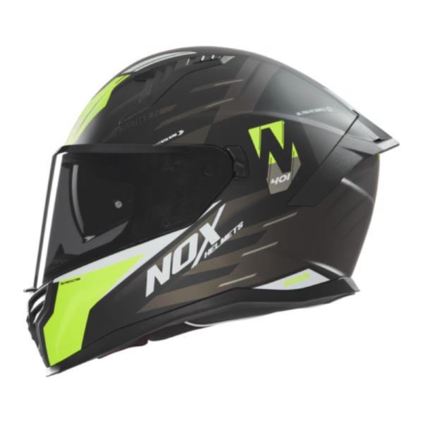 NOX N401 kask CROWER czarny/żółty fluo L