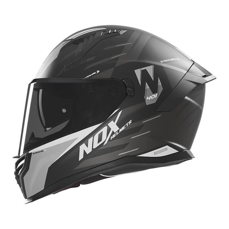 NOX N401 kask CROWER CZARNY/SREBRNY MAT S