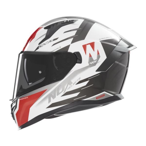 NOX N401 kask CROWER czarny/czerwony/biały L